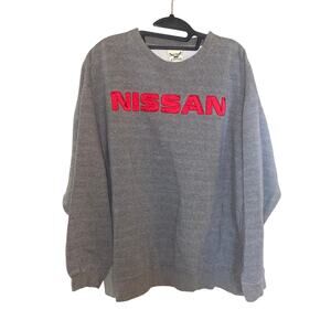 NISSAN red lettered spellout gray crewneck sweatshirt XL